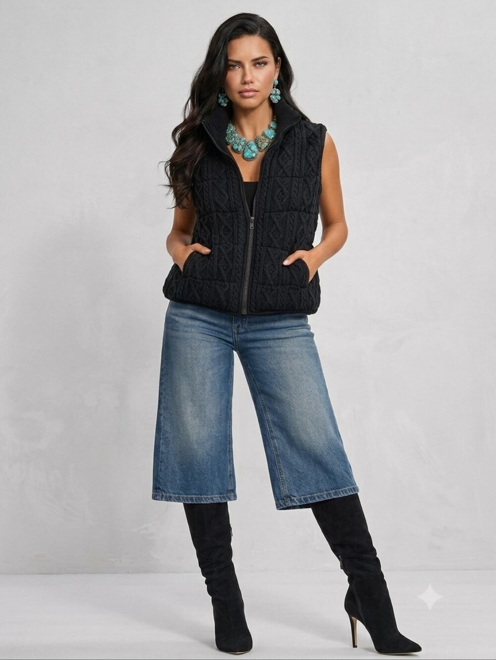 Lyssé Prudence Reversible Puffer Sweater Vest Black Large MSRP $158 - Picture 3 of 12